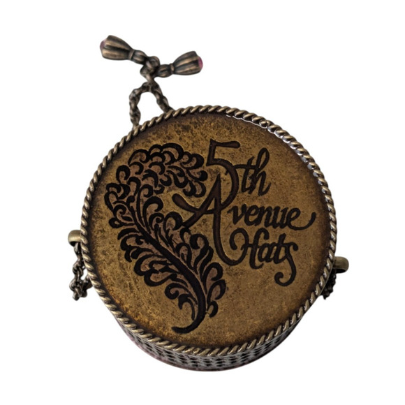 Vintage Sweet Romance USA 5th Avenue Hats Miniature Hat Box Trinket Box Fashion - Picture 5 of 9